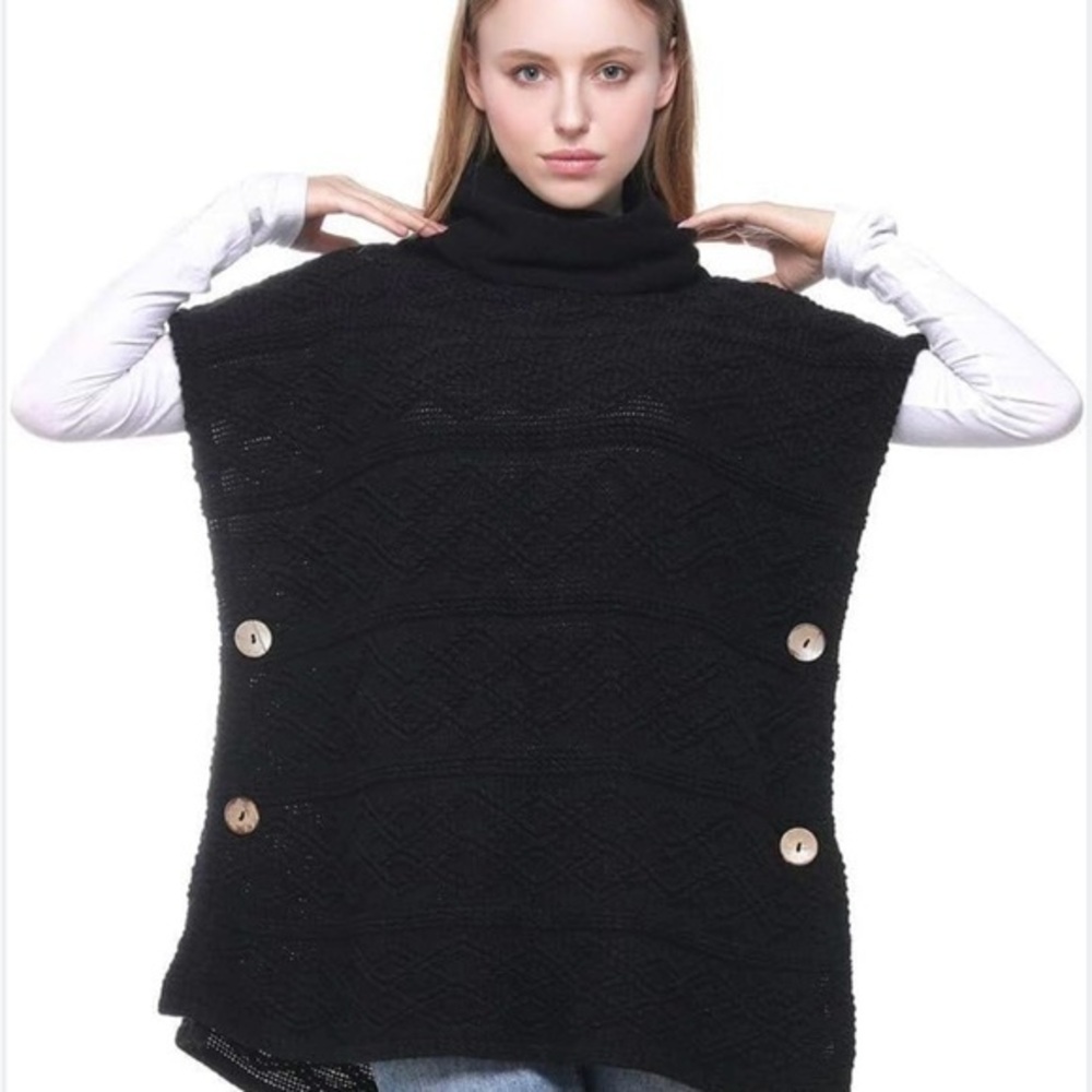 Belle Dame Turtleneck Poncho/Sweater Pullover- one size fits small to large